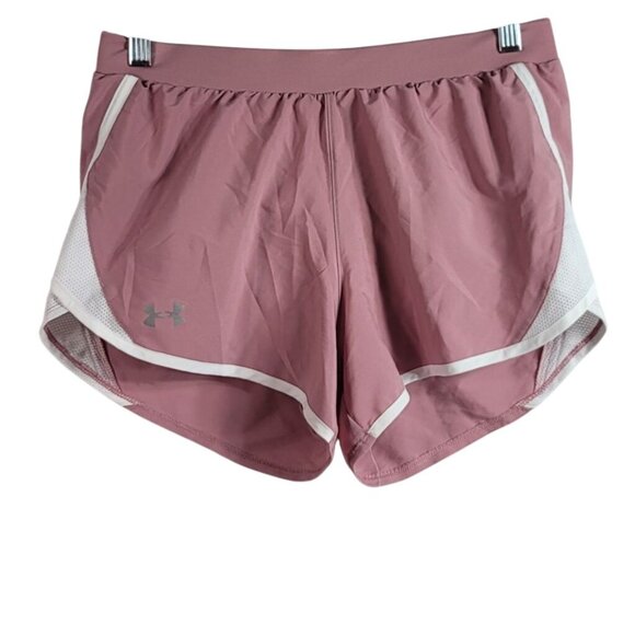 Under Armour Womens Fly By Shorts Pink Small Pull On Loose Fit Heatgear 3.5" - Picture 1 of 9